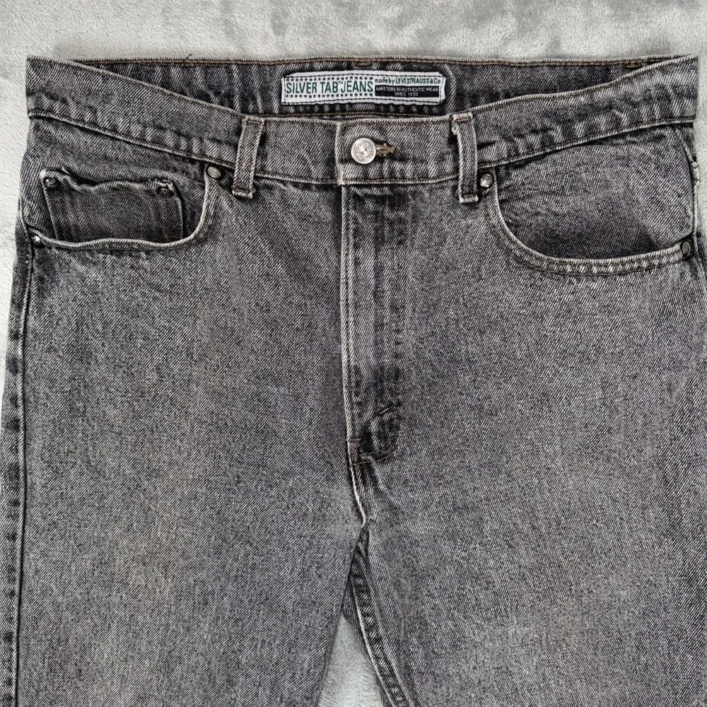 vintage levi's 512 silver tab denim jeans‎ size 34x33 acid wash black grunge 90s